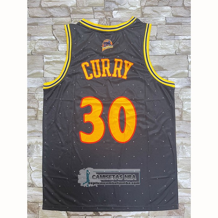 Camiseta Golden State Warriors Stephen Curry NO 30 Mitchell & Ness MVP Negro